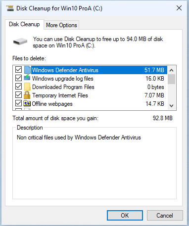 Disk Cleanup Menu